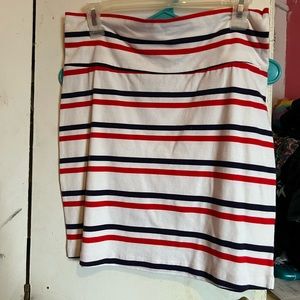 Red white and navy blue striped pencil skirt